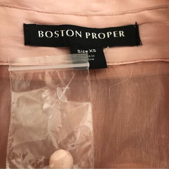 Boston Proper Sheer Metallic Pink Shirt Extra Small - Picture 9 of 9